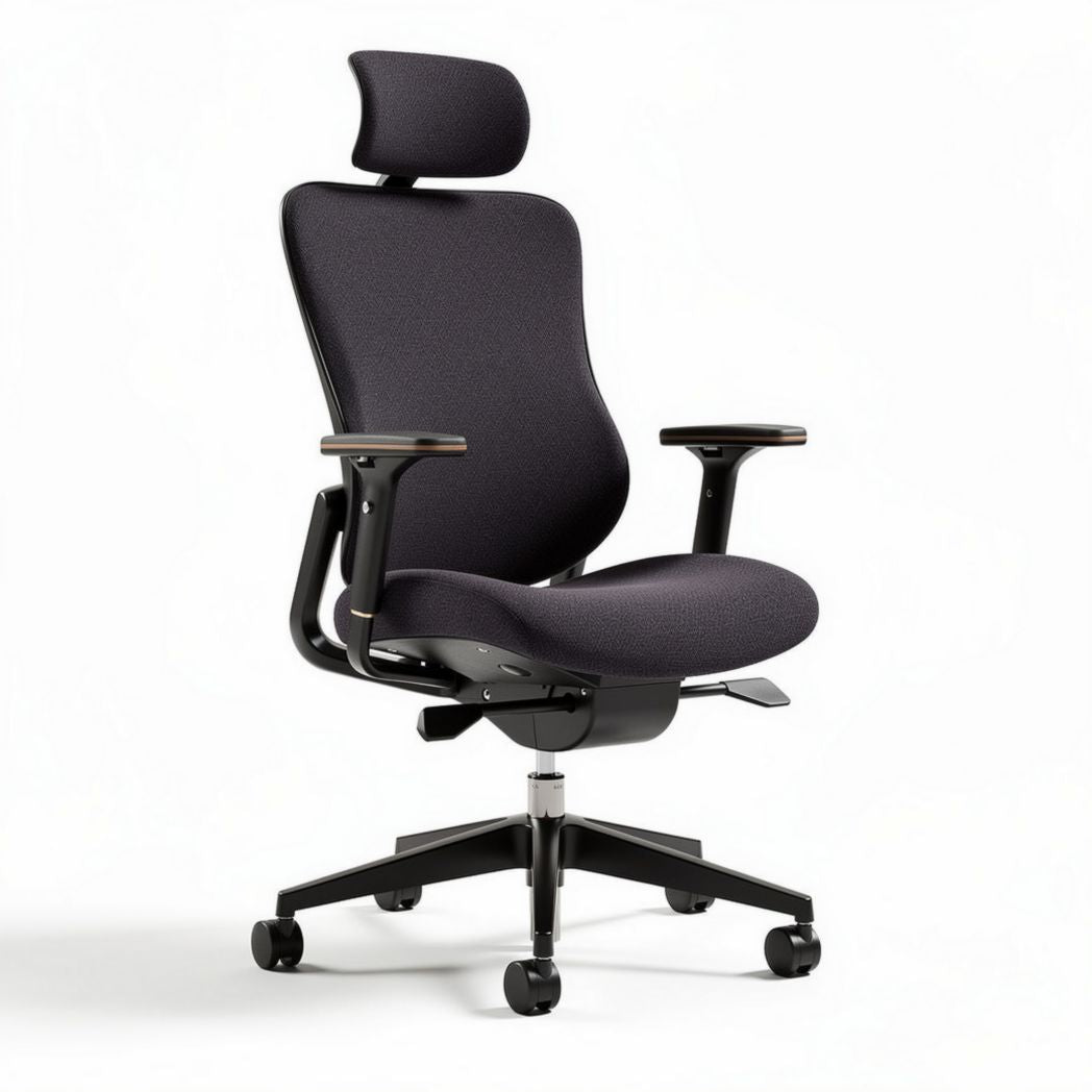 Mesh ergonomic office chair with adjustable headrest and lumbar support
