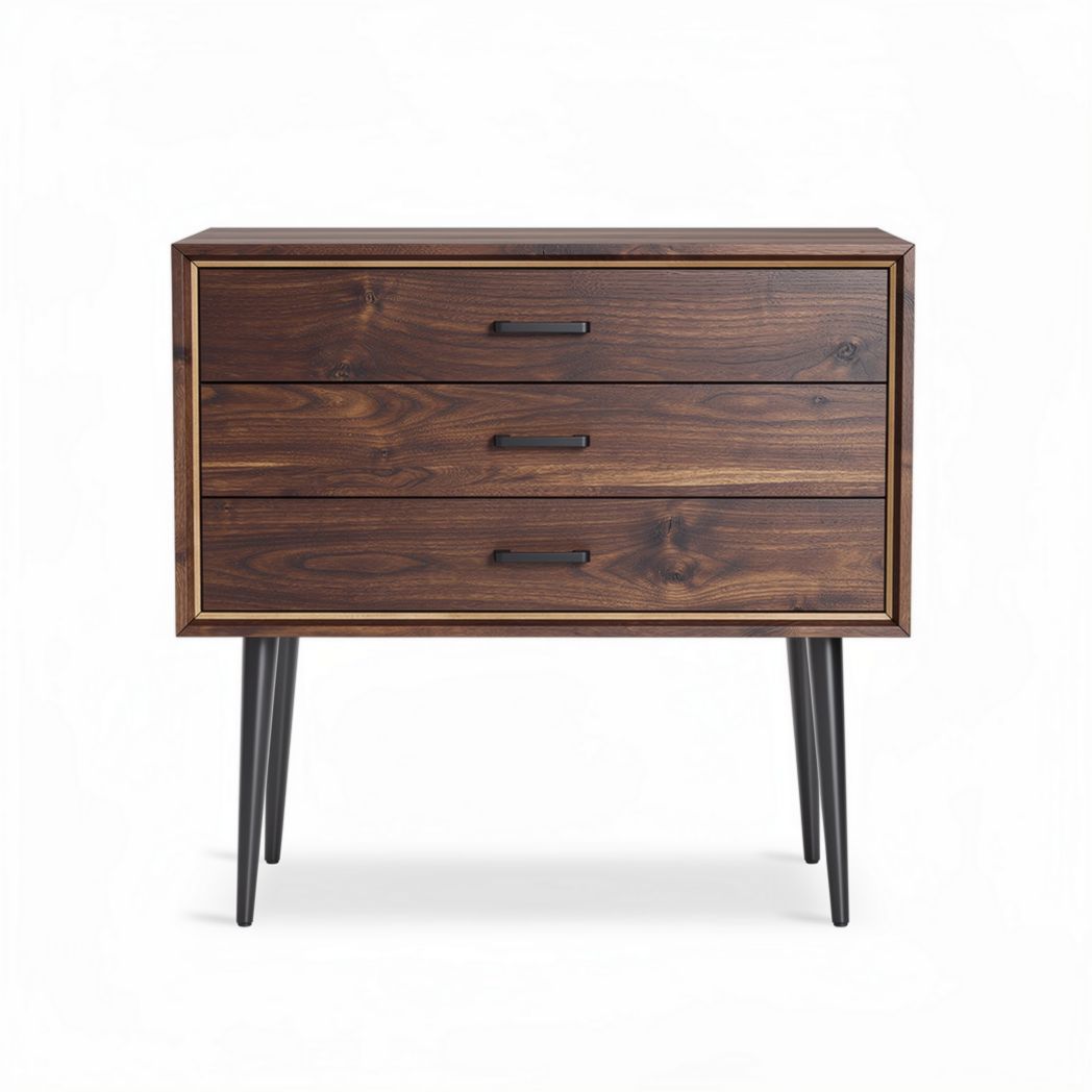 Wooden dresser with three drawers and metal legs 80 x 40 x 75cm