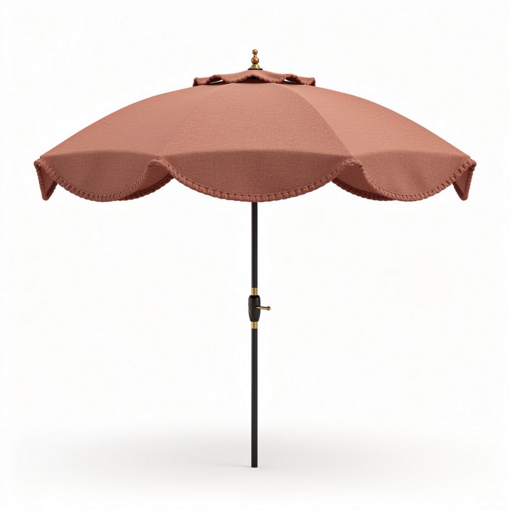 Outdoor patio umbrella with adjustable height and UV protection terracotta fabric 9ft diameter