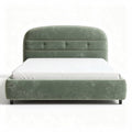 Velvet upholstered bed frame with button tufted headboard in green 200 x 160 x 100cm