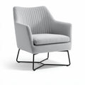 Upholstered accent chair with ribbed design and metal legs in light gray 70 x 70 x 80cm