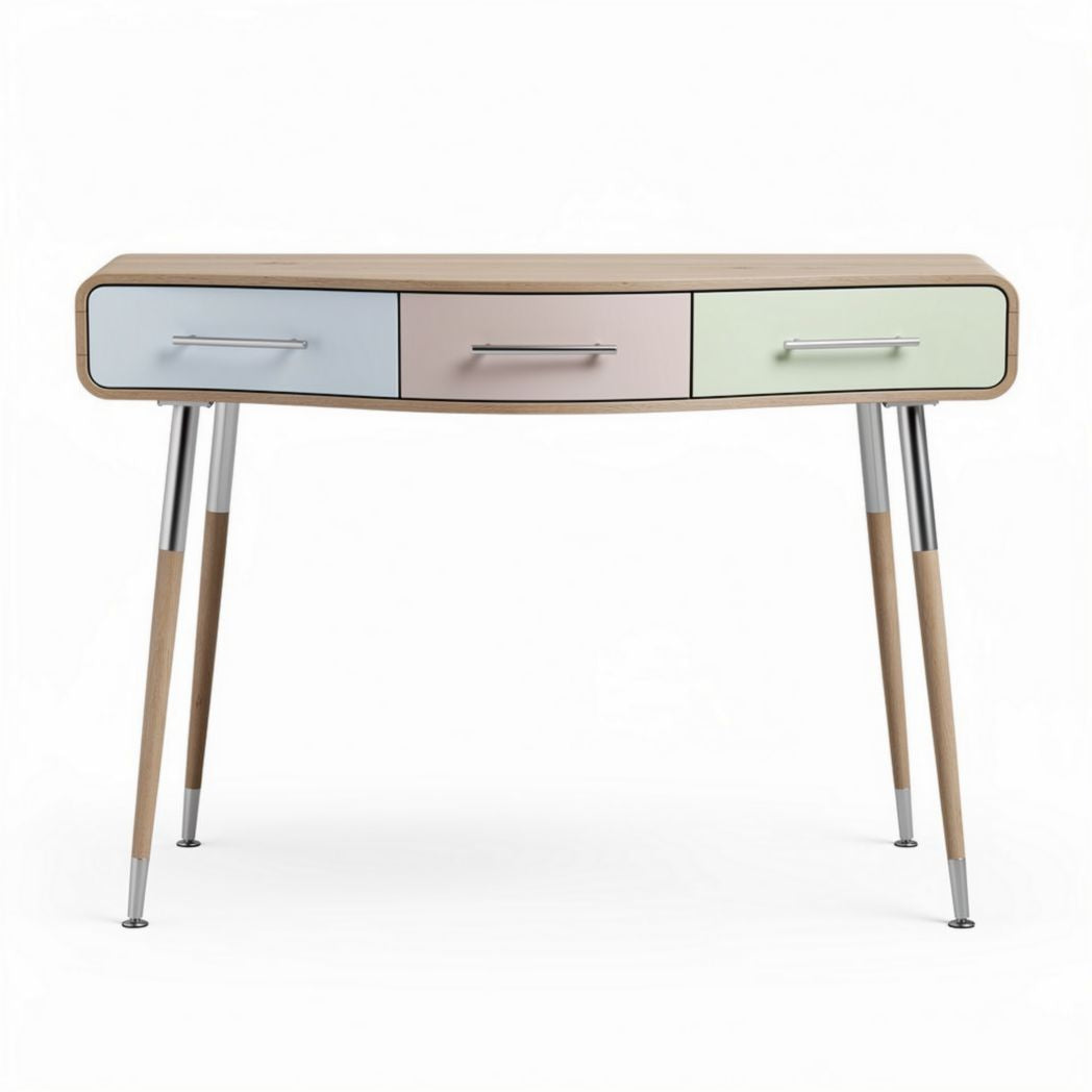 Wooden writing desk with three drawers in pastel colors 120 x 40 x 75cm