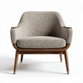 Contemporary lounge chair in beige fabric with wooden frame 75 x 75 x 80cm