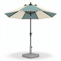 Patio umbrella with teal and beige canopy adjustable height 250 x 250 x 240cm