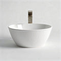 Ceramic bathroom sink bowl with ribbed design and glossy white finish 30 x 30 x 12cm